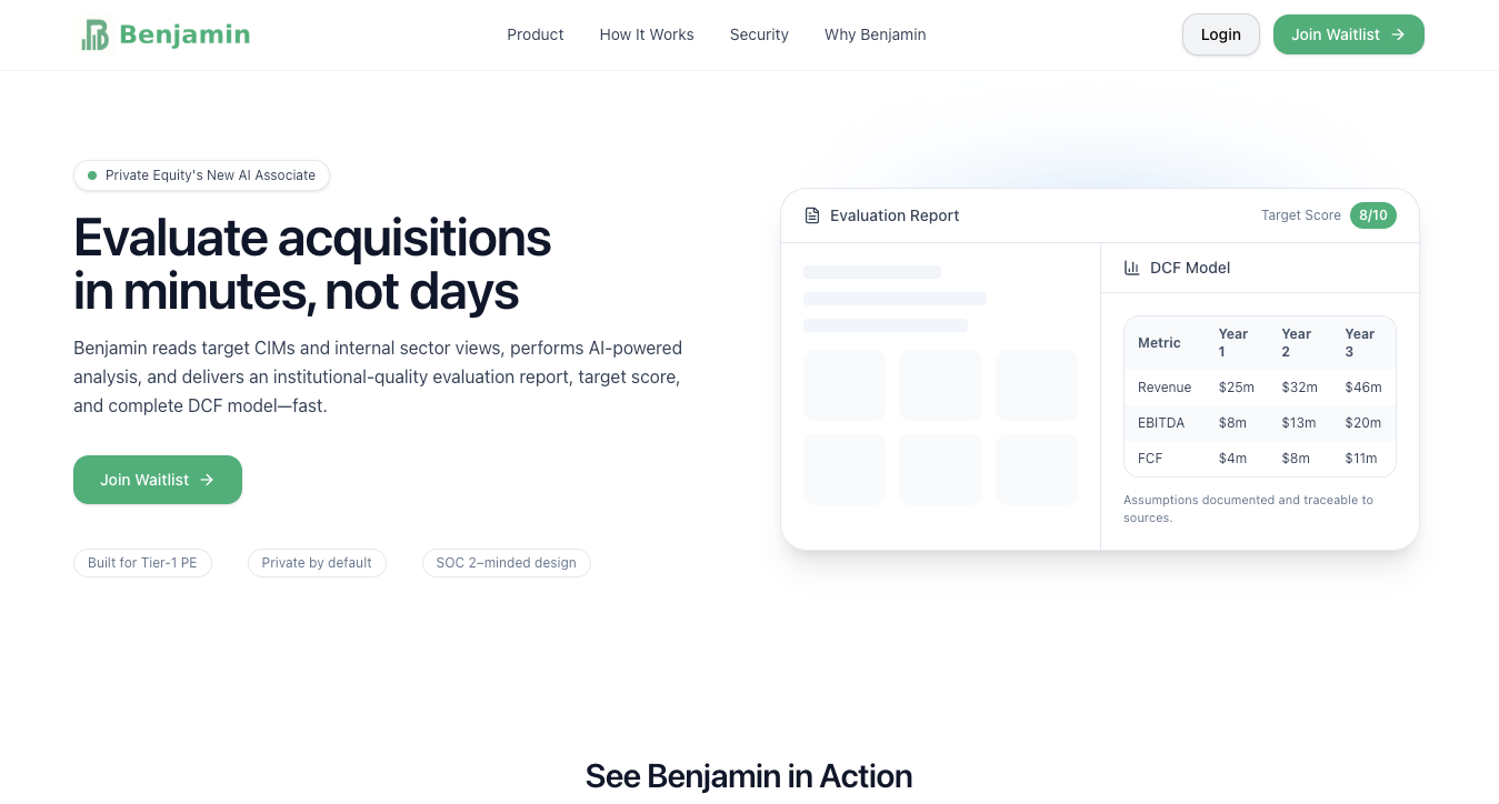 Benjamin - AI-Powered Private Equity Deal Analysis